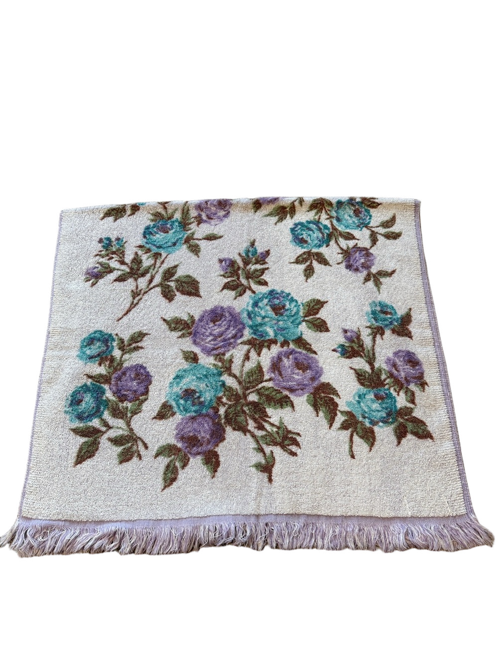 Vintage Penney’s Decorator Collection teal / lavender floral bath towel 24x43